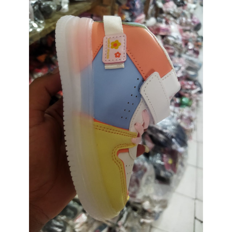 Sepatu sneaker anak unisex import LED model collorfull J-2214-2 ( 21-30) Terbaru