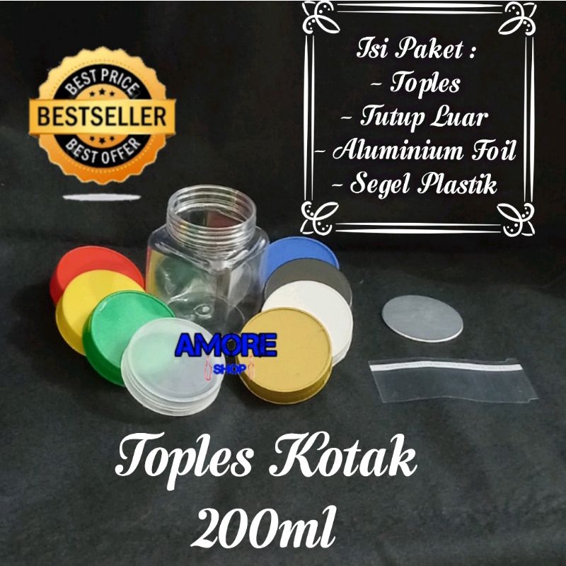 100pcs Kotak - Botol / Toples Plastik Jar 200ml Toples Coklat Dubai /Sambal/Permen/Selai/Bumbu/Slime