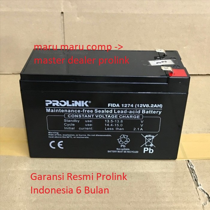 Battery UPS Aki Baterai PROLINK FIDA 1270 1274 12V 8Ah 8 2Ah 8.2Ah