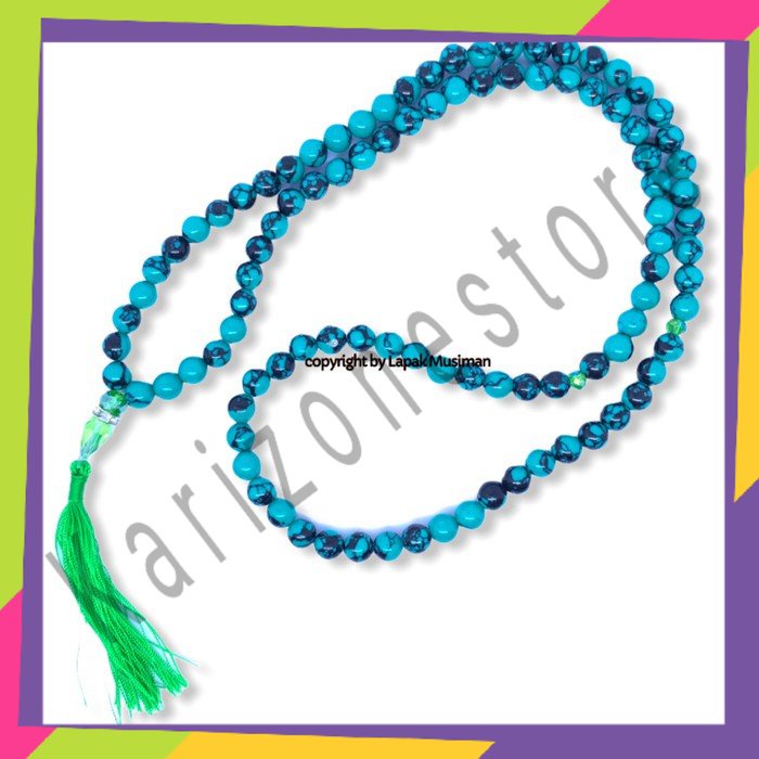 Tasbih Batu Pirus Xinjiang 99 Butir Asli Natural