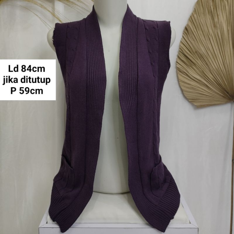THRIFT VEST ROMPI OUTER UNGU PURPLE KNIT RAJUT KEPANG PREMIUM PRELOVED PL SECOND