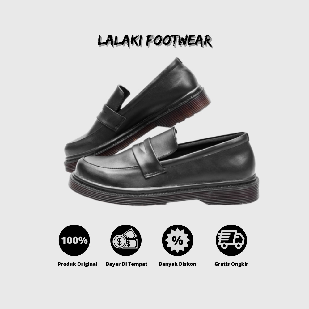 Xcloud x LALAKI Sepatu Formal SlipOn Pria LUIS Black