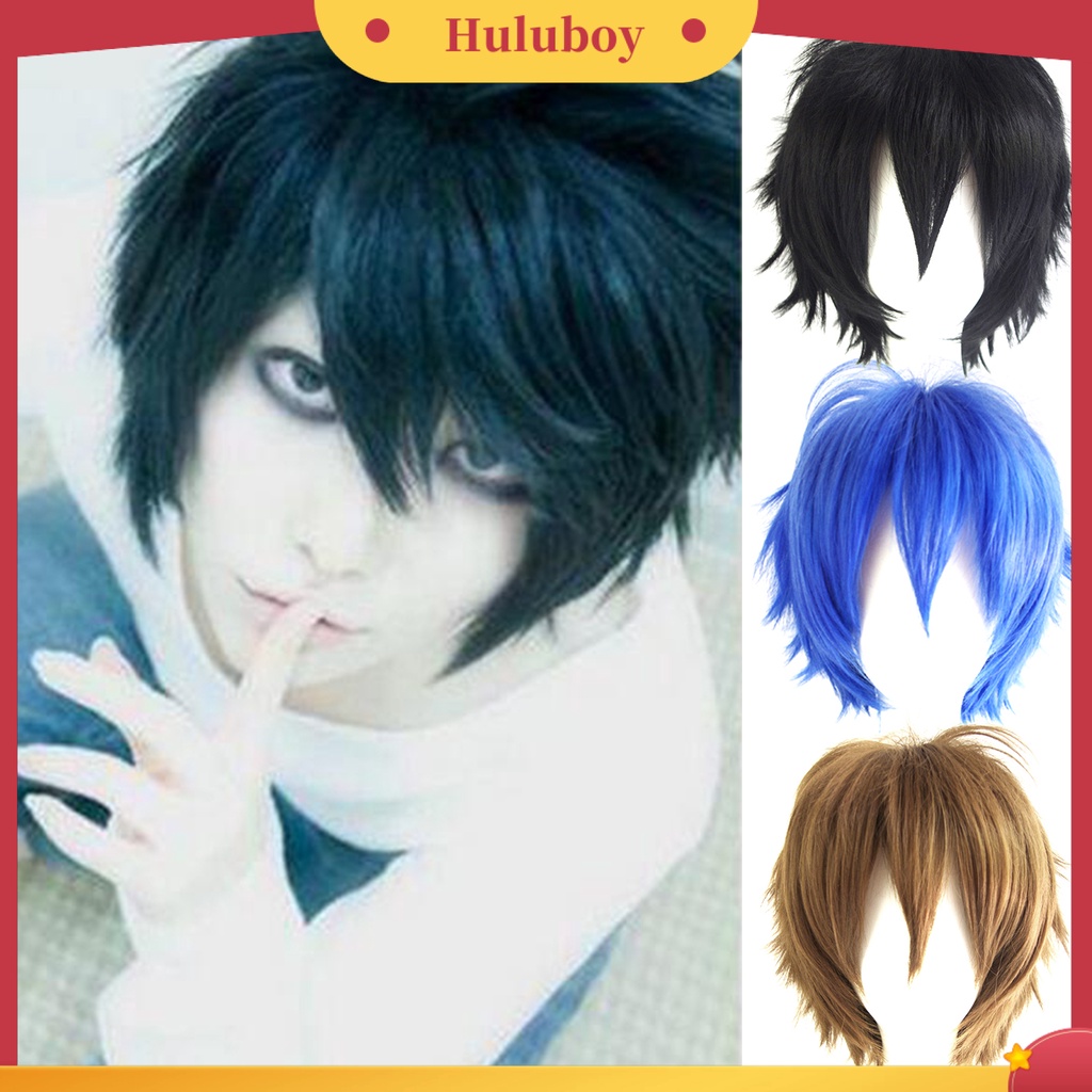 Wig Rambut Pendek Adjustable Bahan Serat Suhu Tinggi Untuk Cosplay Anime