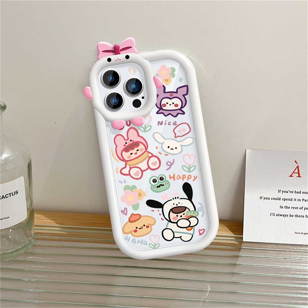 Oppo A17 A17K A77s A57 4G A15 A95 A96 A12 A54 A16 A57 A55 A16K A5s A3s A76 A74 A16E A7 A53 A52 A31 A5 A9 Reno 7 5F Lensa Monster Cute Graffiti Kuromi Melody Case Soft Clear Case RIX
