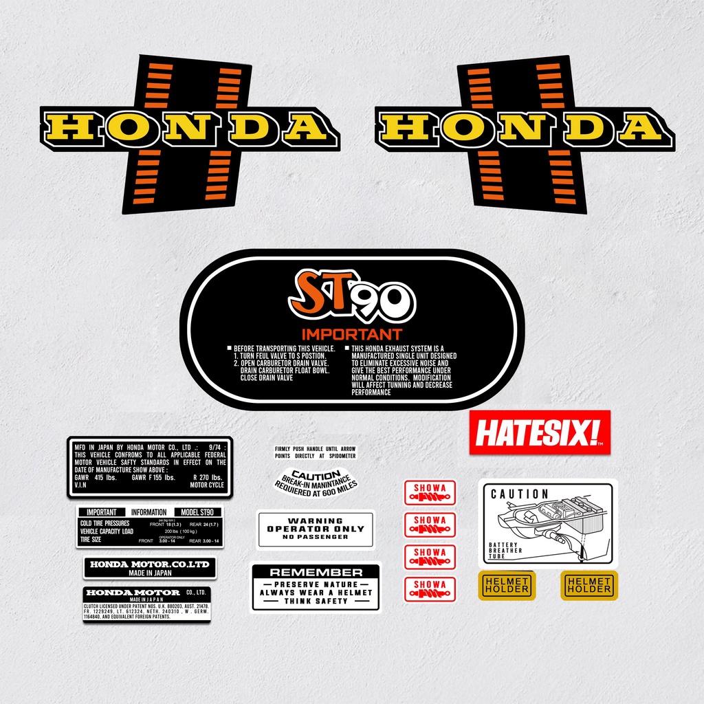 Sticker Stiker Decal Honda DAX ST90 ST 90 1975 Hatesix