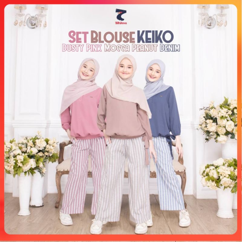 set blouse keiko untuk usia 6 - 17 Tahun - produk original(ready stock)
