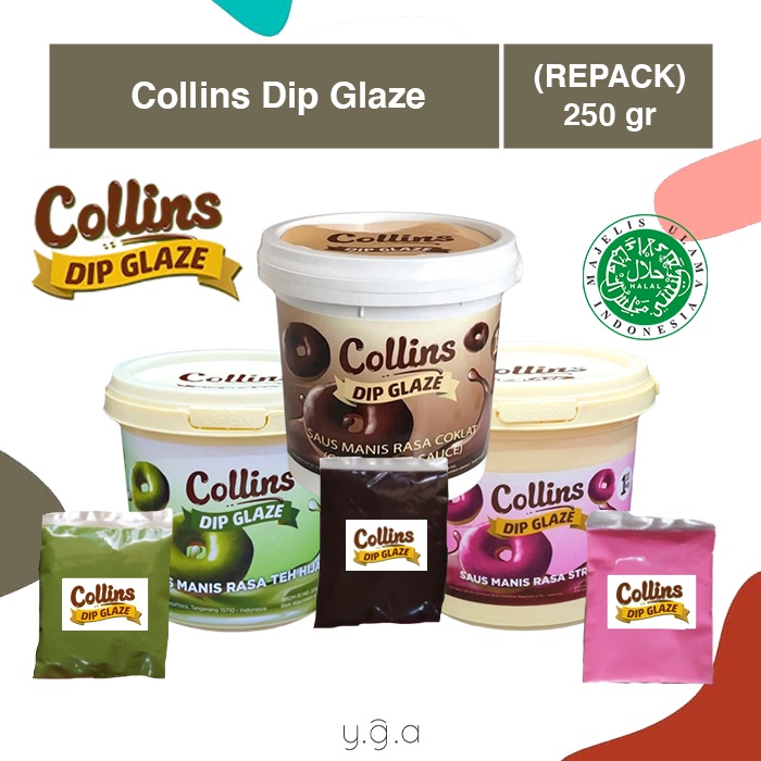 

Dip Glaze COLLINS (REPACK) 250gr / Topping Selai Donat Kue Pisang