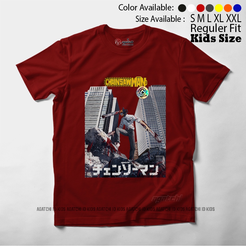 Baju Kaos Atasan Anak Laki - Laki Motif Chainsaw man (seri warna 2)