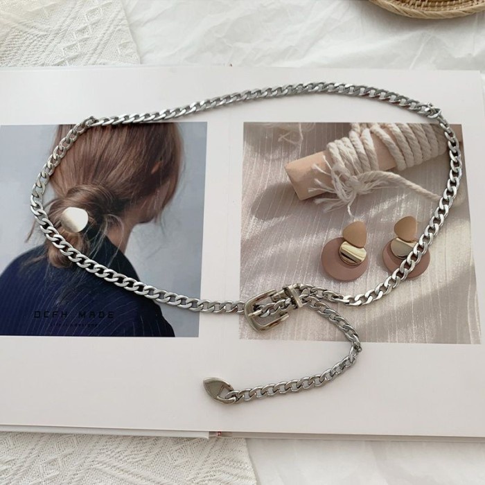 Ikat Pinggang Wanita Belt Wanita Rantai Ikat Pinggang Chain Metal Fashion Gold Waist "Aries - Silver
