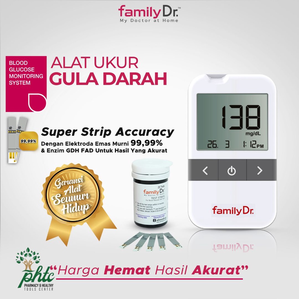 FamilyDR Strip Tes Gula Darah Isi 25 Strip l Strip Cek Gula Darah Family DR