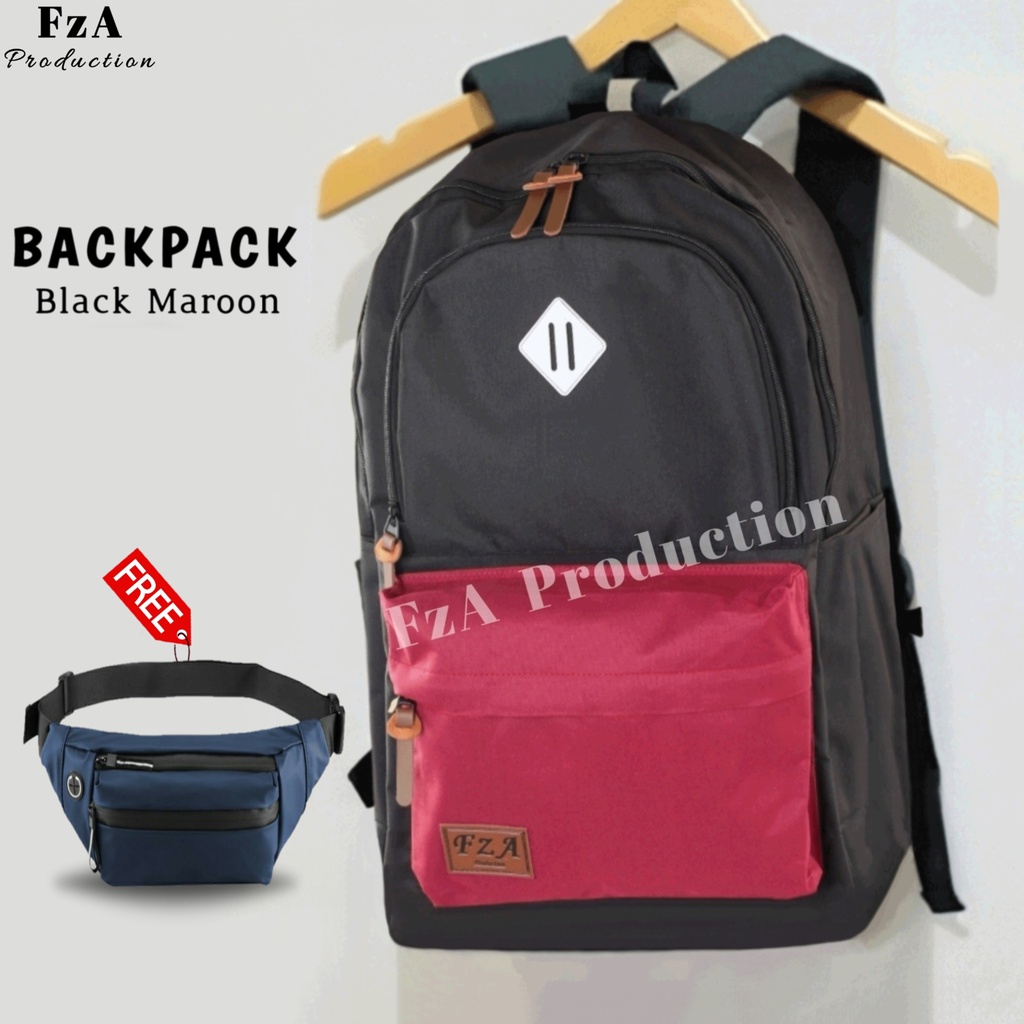 Tas Ransel  Punggung Distro Casual Pria Wanita / Tas Ransel Laptop Original FzA FREE Tas Waistbag Trendy