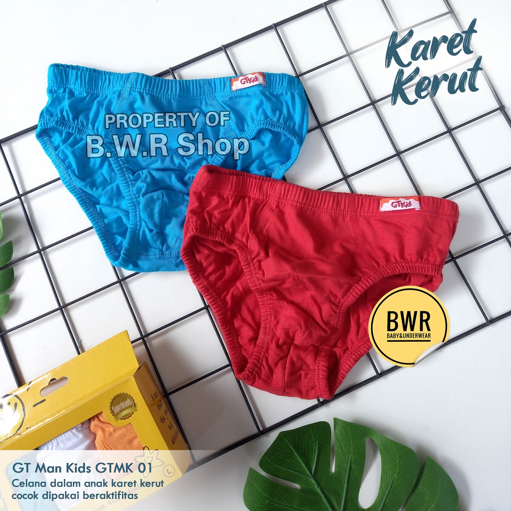 [ 3pc ] GT Man Kids KUNING GTMK 01 / Celana Dalam Anak Karet Kerut Lembut - Bwr