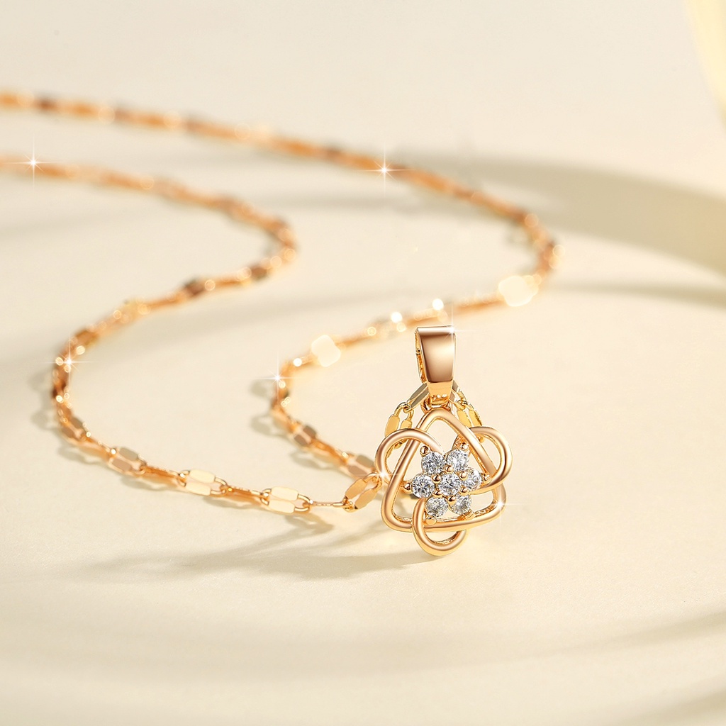 Y919 [COD✔]Kalung Emas Dan Perak Mewah Berlian Titanium Emas Rantai Kalaung Fashion Wanita Anti Karat