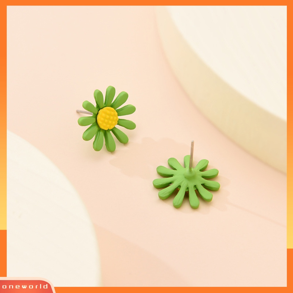 [WONE] Elegan Wanita Kecil Resin Marguerite Ear Stud Earrings Tindik Perhiasan Hadiah