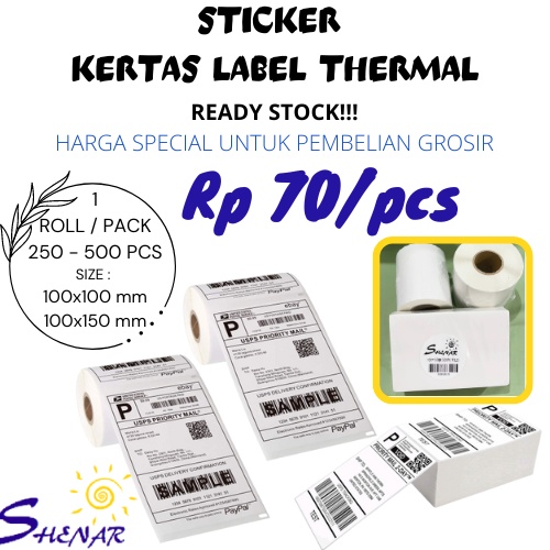

Shenar Thermal Label 100X150 Isi 500Pc Thermal Paper Roll/Lipat Lebih Tebal