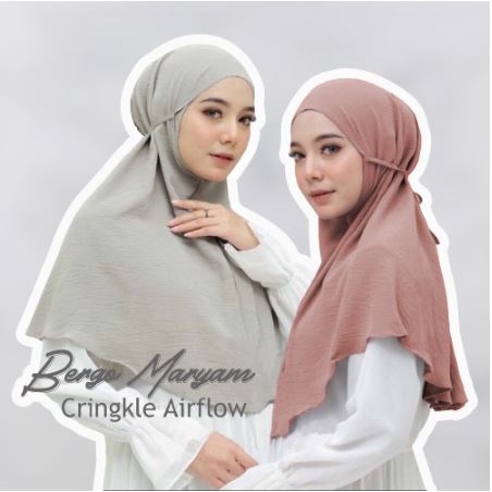 Jilbab Instan Bergo Maryam Crinkle Airflow Premium Hijab Crinkle Size Standar