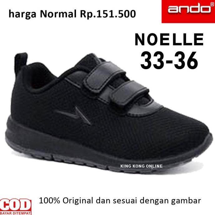 SEPATU SEKOLAH ANAK LAKI LAKI PEREMPUAM TK PAUD SD HITAM VELCRO ANDO