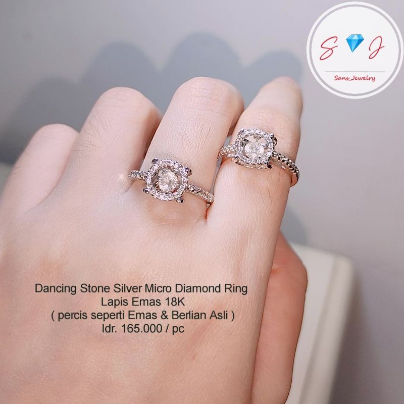 Dancing Stone Ring by Sans_Jewelry / Cincin Wanita Cewek Cincin Swarovski Silver Perak Emas Cincin D