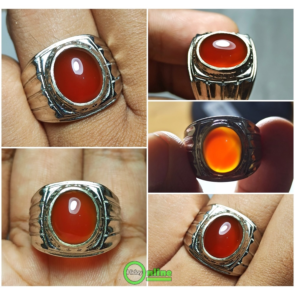 CINCIN NATURAL BATU AKIK CEMPAKA MERAH REDDISH SULAIMAN YAMAN ASLI MURAH SIZE KANTOR