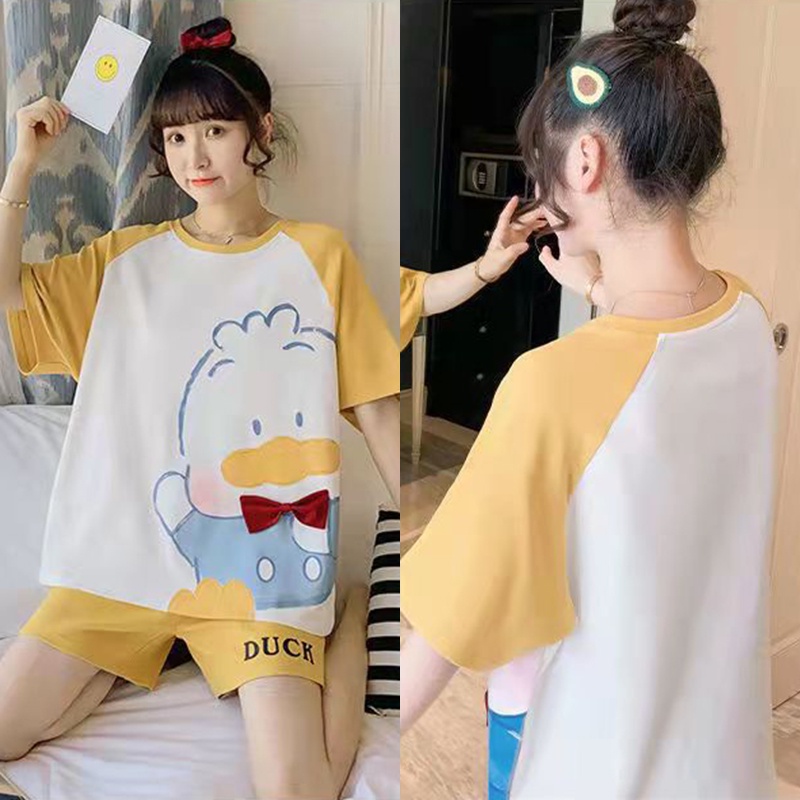 TUTULADY Baju Tidur Wanita Set Pendek Motif Kartun Lucu