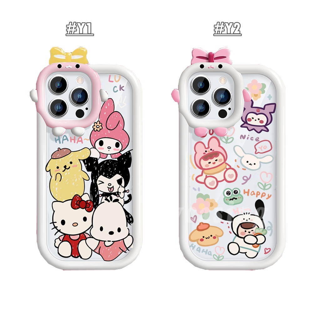 Oppo A17 A17K A77s A57 4G A15 A95 A96 A12 A54 A16 A57 A55 A16K A5s A3s A76 A74 A16E A7 A53 A52 A31 A5 A9 Reno 7 5F Lensa Monster Cute Graffiti Kuromi Melody Case Soft Clear Case RIX