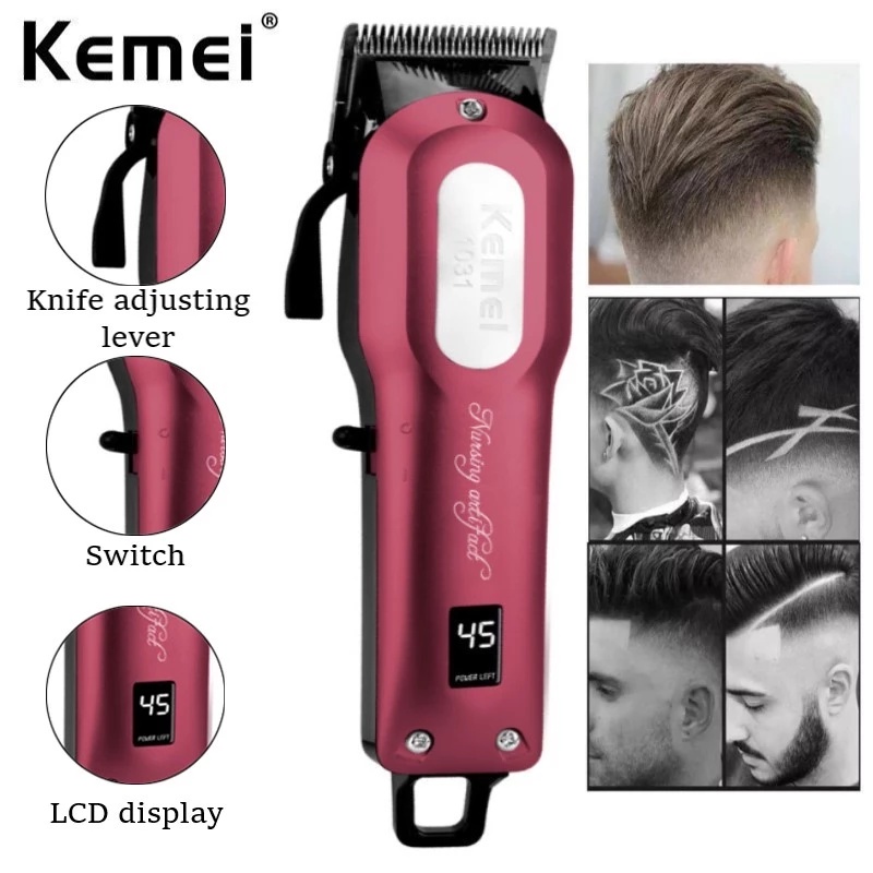 NEW~Kemei Hair Clipper KM-1031 Mesin Cukur Rambut Rechargeable Lithium | Alat Cukur Rambut Kemei KM-1031 | Hair Clipper Trimmer Electric Cordless Professional LCD | FMS