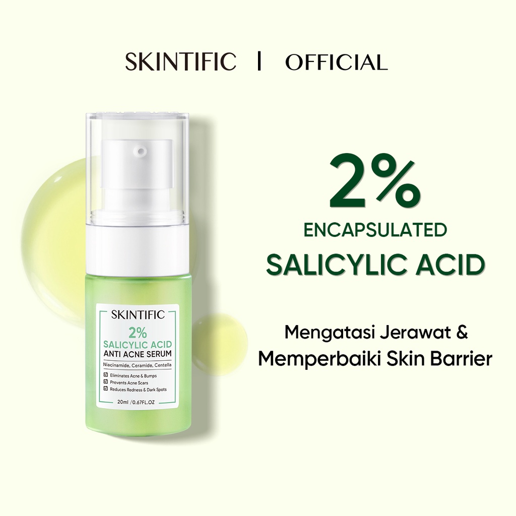SKINTIFIC - Anti Acne Serum Acne Spot Treatment Facial Gel with 2% Salicylic Acid Brightening Face Serum for Repair Skin Barrier