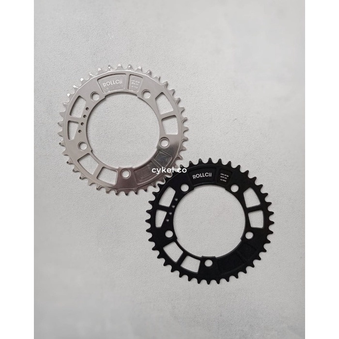 rollcii chainring narrow wide 42T BCD 110mm 5 bolt black polish silver