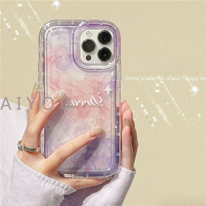 IPHONE Airbag Phone Case Kompatibel Untuk Iphone 14 Pro Max 7 8 6 6S Plus 11 14 13 12 Pro MAX XR X XS MAX Fantasi Lukisan Tinta Langit Berbintang Bulan Bintang TPU Lembut Bening Shockproof Back Cover