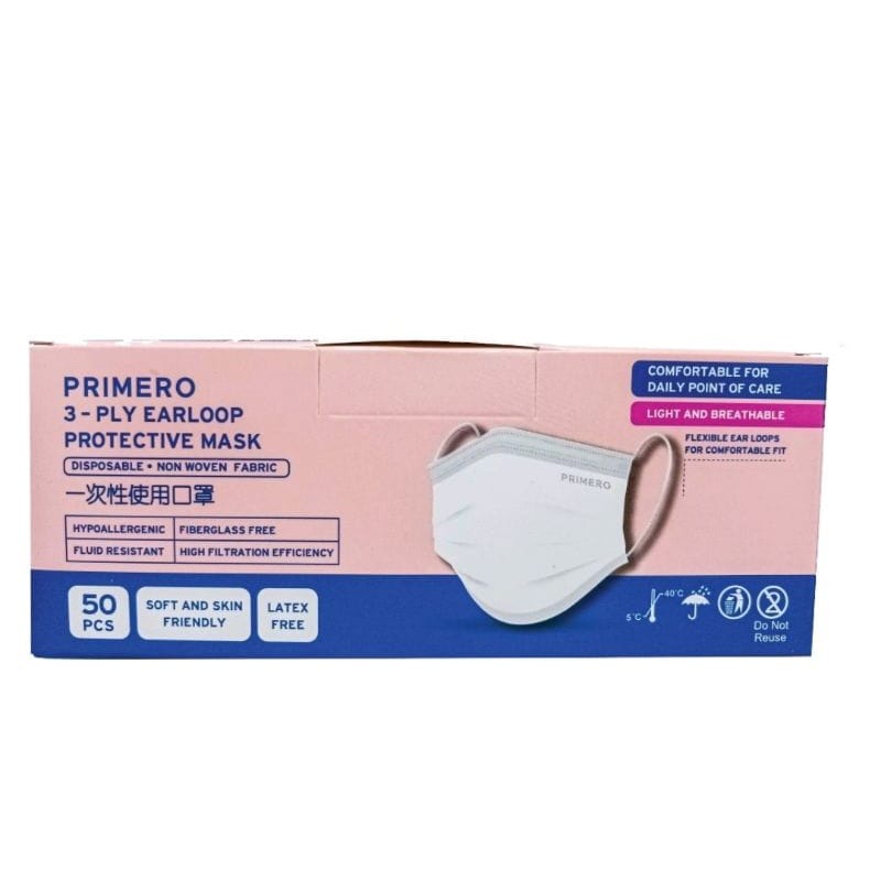 Masker Earloop Putih 3ply 1 Box Isi 50Pcs Full White Impor Disposable Facemask