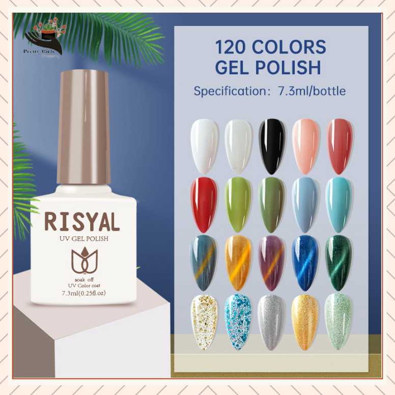 Pretty  RISYAL  1-40 WARNA KUTEK GEL UV LED Nail  Art / GEL POLISH  / NAIL POLISH / SOAK OFF / KUTEKS GEL/CAT EYE  NAIL ART