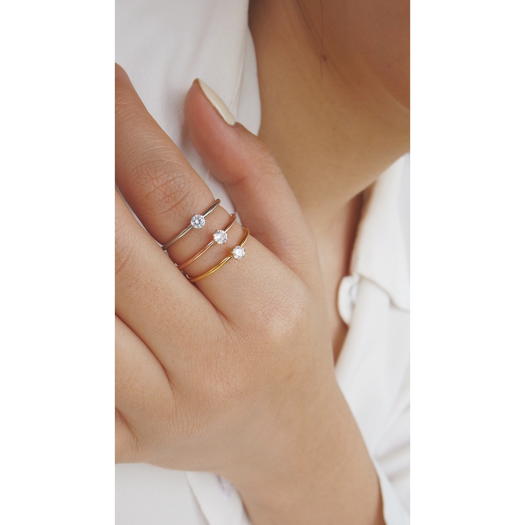(CINCIN ANTI KARAT) SOPHIA SOLITAIRE RING - STAINLESS STEEL