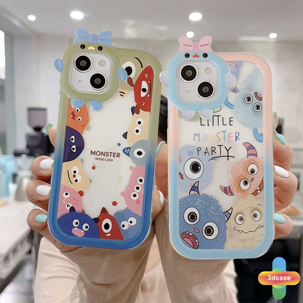 Soft Case Desain Kartun Monster Kecil 3D Untuk IPhone 11 12 13 14 PRO MAX 6 7 6S 8 14 Plus X XR XS MAX 11 12 13 Se 2020 6SPlus 7Plus 6Plus 8Plus 14Plus XSMAX