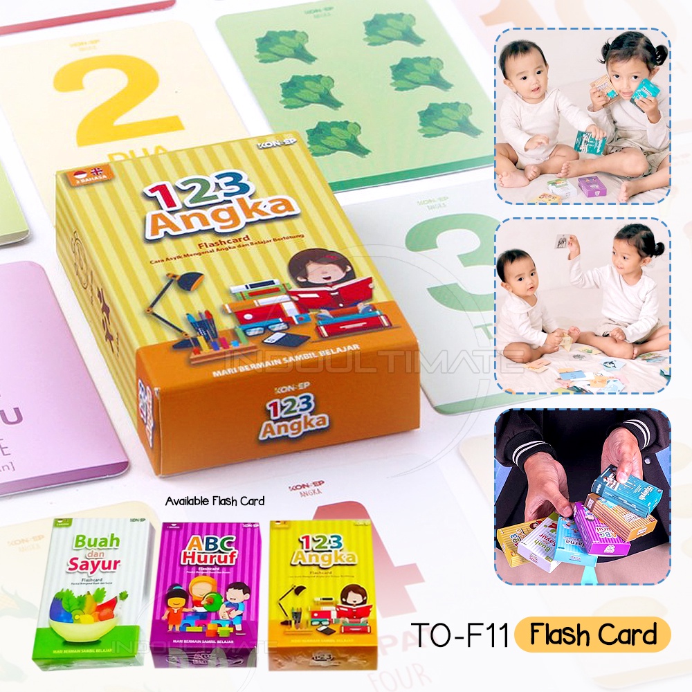 Kartu Pintar Edukasi Anak Flashcard Edukasi Anak TO-F11 Flashcard Kartu Angka, Huruf, Buah, Sayuran Gambar Mainan Kartu Edukasi Edukatif Anak