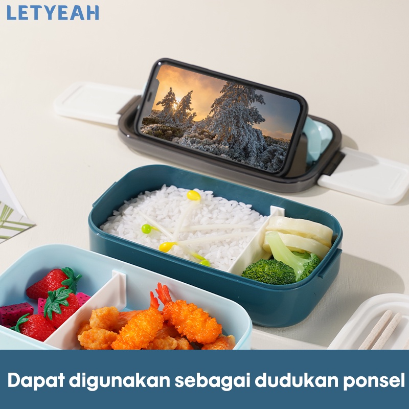 letyeah kotak makan anti tumpah/ lunch box 1600ml dan cangkir sup tahan panas /lunch box set/tempat bekal makan