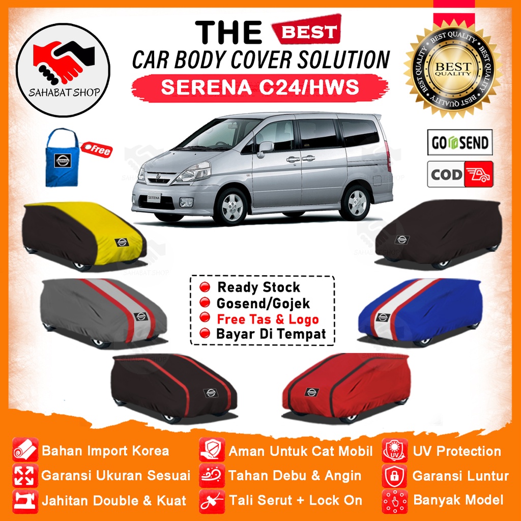 Sahabat Body Cover Mobil Serena / Sarung Penutup Nissan Serena C24 C26 HWS Outdoor / Selimut Mantel Tutup Pelindung Jas Kerudung Mantol Kelambu Terpal Kerodong Pembungkus Tutupan Bungkus Terpal Mobil Serena Waterproof Anti Air Model Orange