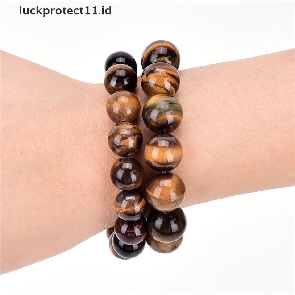 /Fashion Hot// Fashion// Batu Mata Harimau Alami Lucky Bless Beads Pria Wanita Perhiasan Gelang Bangle Chic.