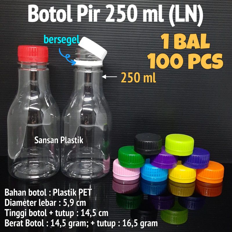 Jual Botol Plastik 250 Ml PIR Botol Pir 250ml Tutup Tinggi LN Isi 100 Pcs GOJEK GRAB ONLY