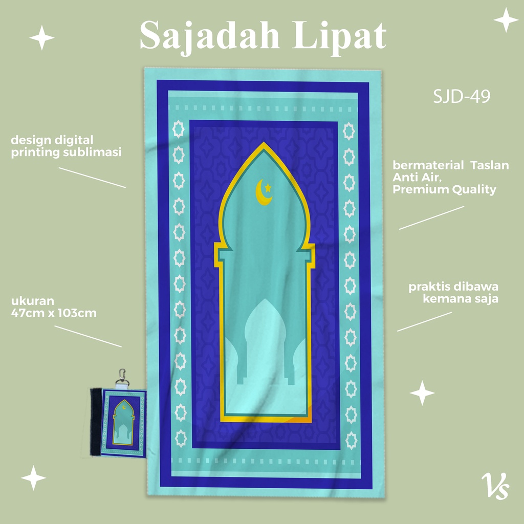 SJD-49 ||FREE PENAMBAHAN NAMA|| Sajadah Anti Air || Sajadah Travel Saku Lipat Portable || Sajadah Genggam Traveling