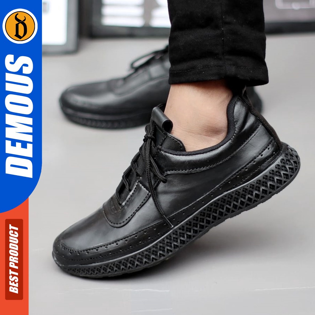 DEMOUS Nightfall - Sepatu Formal Pantofel Casual Kulit Asli Kerja Hitam Pria