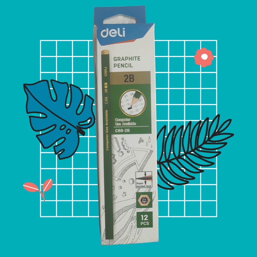 

Pensil Kayu 2B Deli | Graphite Pencil EC88 | pcs