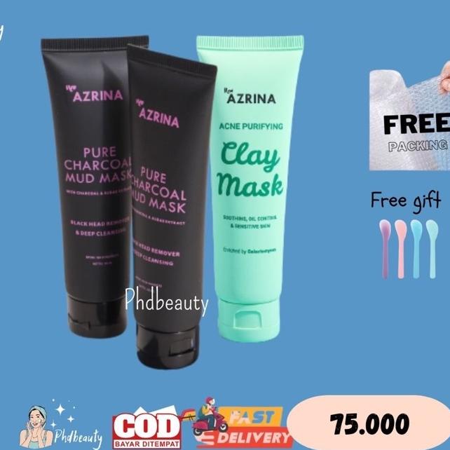 SALEAGEN RESMI❗️AZRINA MASK CHARCOAL❗️AZRINA PURE CHARCOAL MUD MASK / MASKER PENGHILANG KOMEDO / AZR