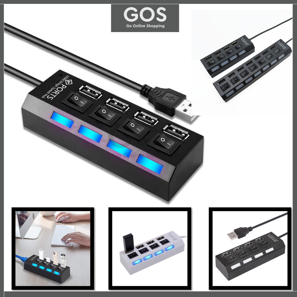 Hub USB 7 Dan 4 Port Output On Off LED 4in1 And 7in1 Colokan Konektor 2.0 Cocok Untuk Flashdisk Mouse Keyboard Kabel