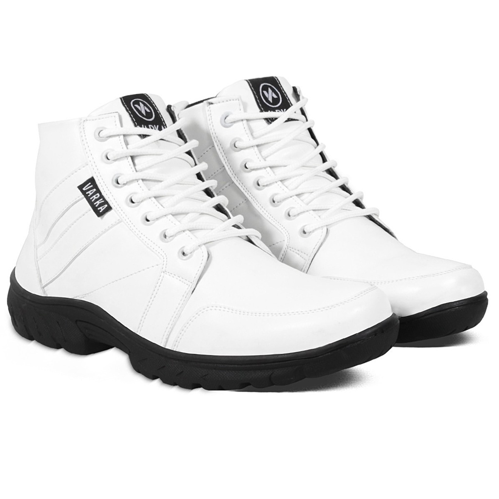 Sepatu Boots Pria V 5525 Brand Varka Sepatu Kets Kuliah Kerja Jalan Jalan Trendi Berkualitas - Putih