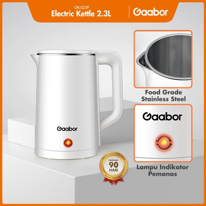 BISA BAYAR DITEMPAT Gaabor Electric Kettle 2.3 L Kettle Listrik Pemanas Air/Teko Elektrik KODE2809