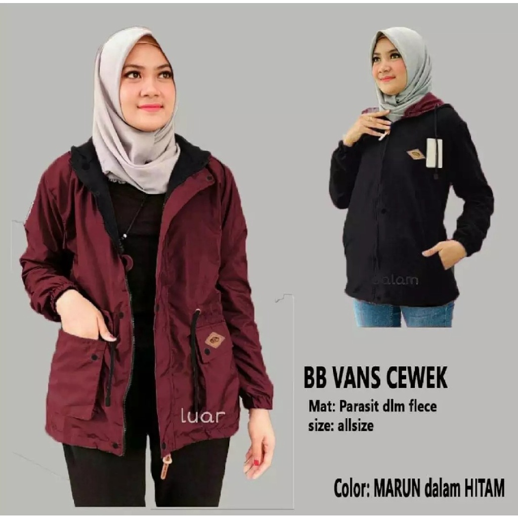 [Marun Hitam] Jaket Parka Murah / Jaket Bolak Balik Wanita / Jaket Wanita Size M-L-XL