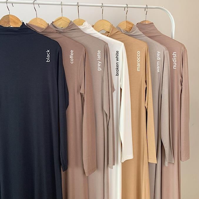 ✹Kirim Langsung✮ Dress Inner kaos rayon lengan panjang, Gamis Dalaman Katun 53 ➘
