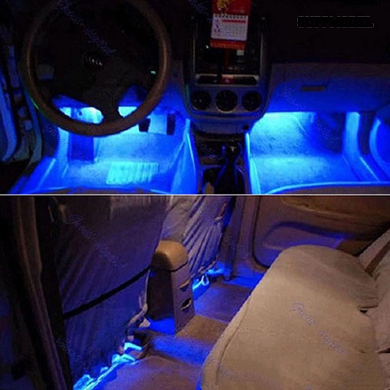 [Auto] Lampu Suasana Mobil 4in1 12V Biru Charge LED Lampu Dekorasi Lantai Interior