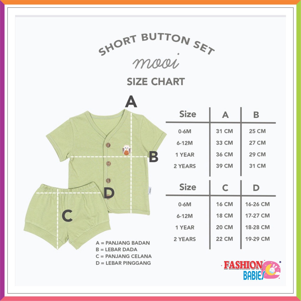 MOOI SHORT BUTTON SET | SETELAN PENDEK 0-2 TH ❤ Fashionbabies ❤