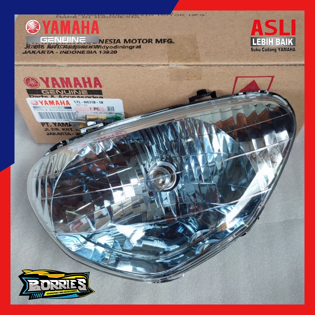 REFLEKTOR LAMPU DEPAN ASSY MIO LAMA 5TL PLUS BOHLAM FITING ORIGINAL ORI YAMAHA BLUE SMOKE 5TL-H4310-